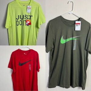 3 New Nike Mens Large T-Shirt Lightweight Logo Tee Crew Neck Casual Activewear